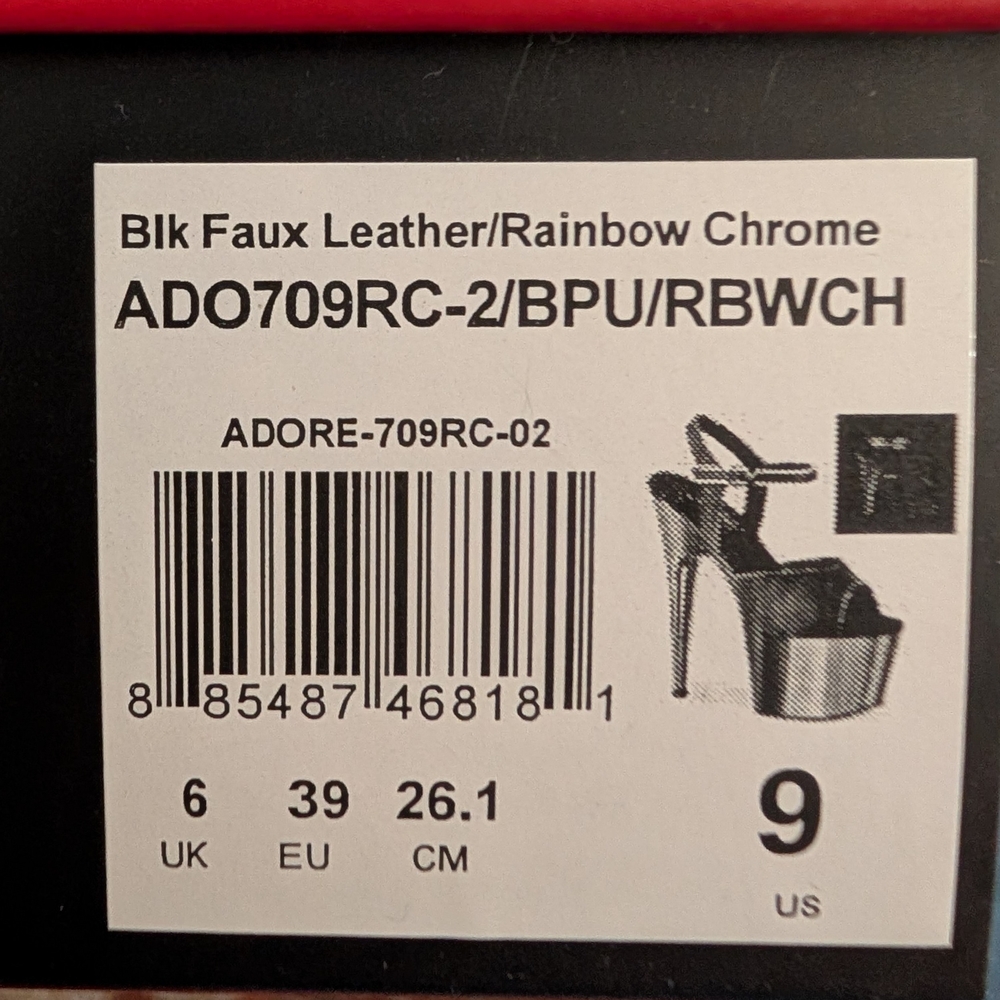 Pleaser Adore 709 Rainbow Chrome Heels - Picture 11 of 11